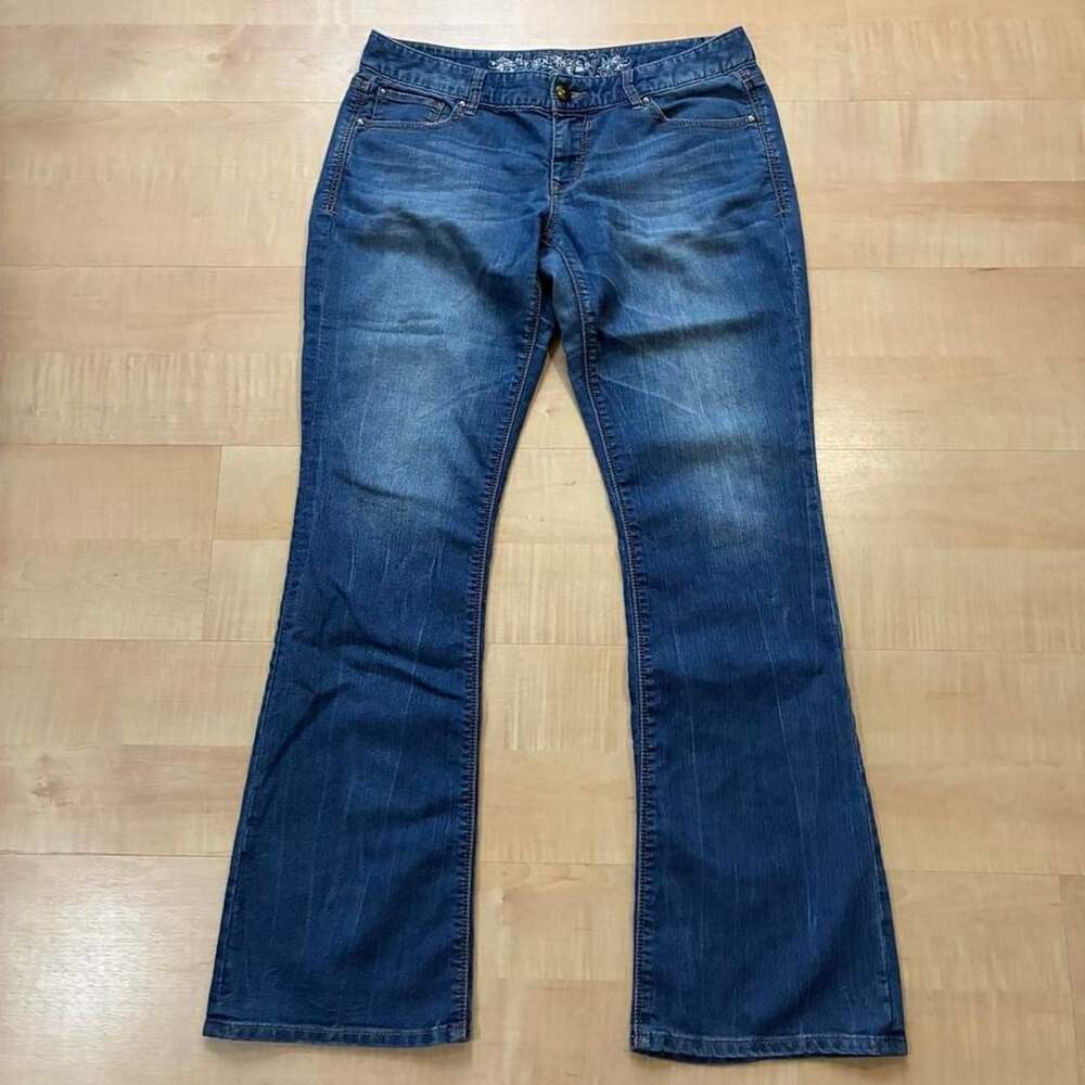 Express Low Rise Flare Jeans Size 32 Vintage 2004 Y2K Bootcut Denim